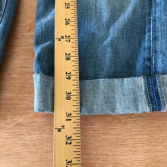 7 for all Mankind Standard Jeans Men 34x23 Blue High Rise Distressed Cuffed - Picture 6 of 13